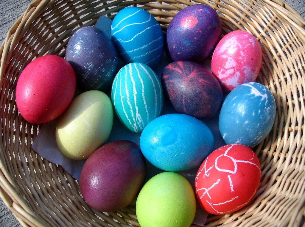 easter eggs in basket